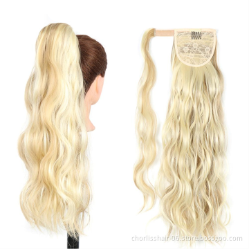 Best Selling Mult-Color Cheap Price Brazilian Curly Crystal Hair Ponytails Water Wave Wrap Around Synthetic Ponytail Extensions